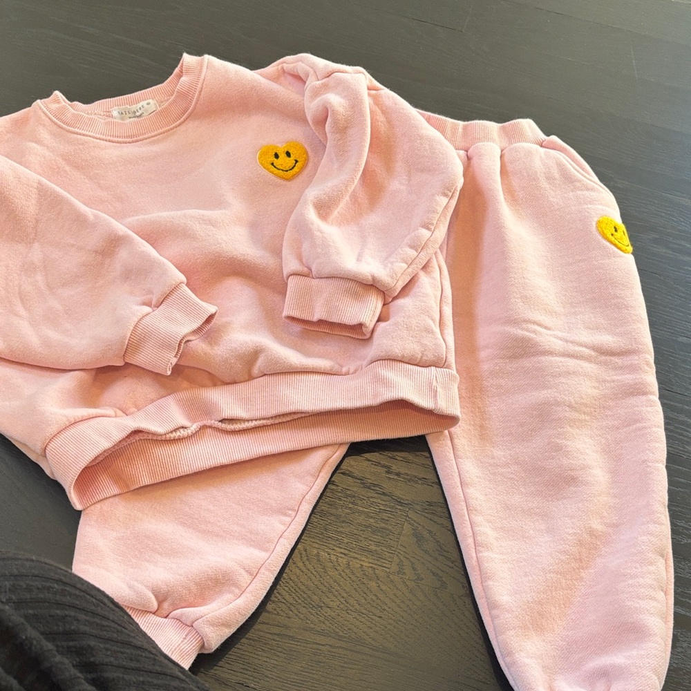 Pink Kids Matching Set with Smiley Design